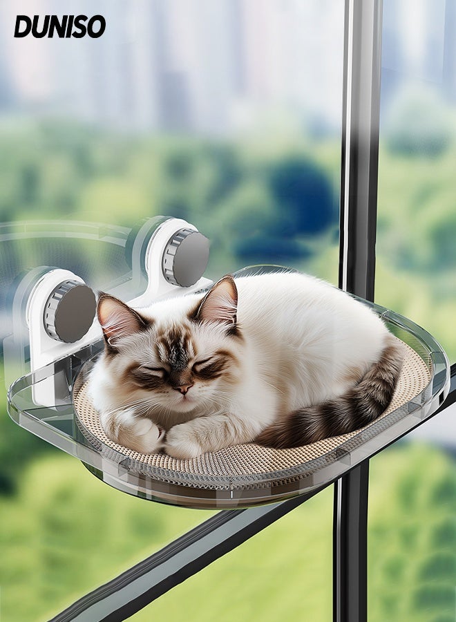 DUNISO Cat Hammock Cordless Cat Window Bed Indoor Kitty Shelf Nest with Cat Scratcher Sturdy Heavy Duty Non-Drilling Strong Suction Cups Durable Cat Hammock Window Seat Mess-Free Waterproof Cats Window Nest - Image 1
