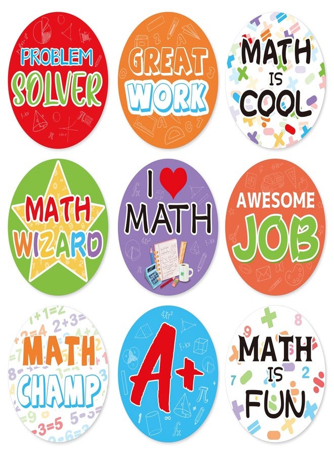 COCHIE 1 1/2" Cute Preschool Kindergarten Math Reward School Stickers, 480PCS Pre-K Self-Adhesive Sticker, Reward Sticker Decal Labels for Kids Toddlers Students Classroom Must Haves (Math Reward) - Image 1