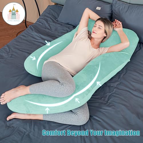Cute Castle Pregnancy Pillows Soft UShape Maternity Pillow with Removable Cover Full Body Pillows for Adults Sleeping Pregnancy Must Haves Jumbo 57 Inch Turquoise - Image 3