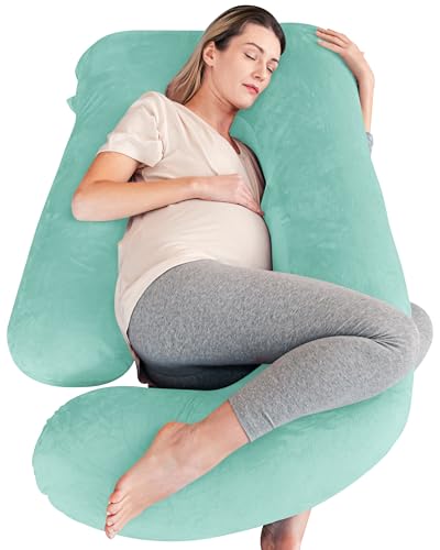 Cute Castle Pregnancy Pillows Soft UShape Maternity Pillow with Removable Cover Full Body Pillows for Adults Sleeping Pregnancy Must Haves Jumbo 57 Inch Turquoise - Image 1