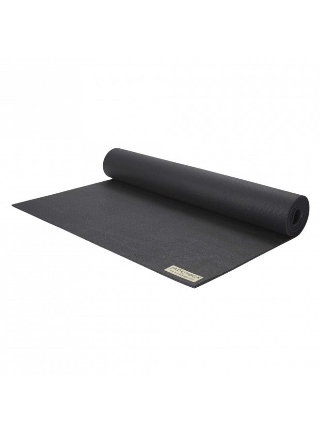 JadeYoga JadeYoga Harmony Yoga Mat - Durable & Thick Gym Fitness Mat, Non-Slip Natural Rubber Yoga Mat - Home Exercise & Stretching Mat, Workout Mat- Yoga, Pilates & Meditation for Women & Men (Black, 68'')  - Image 1