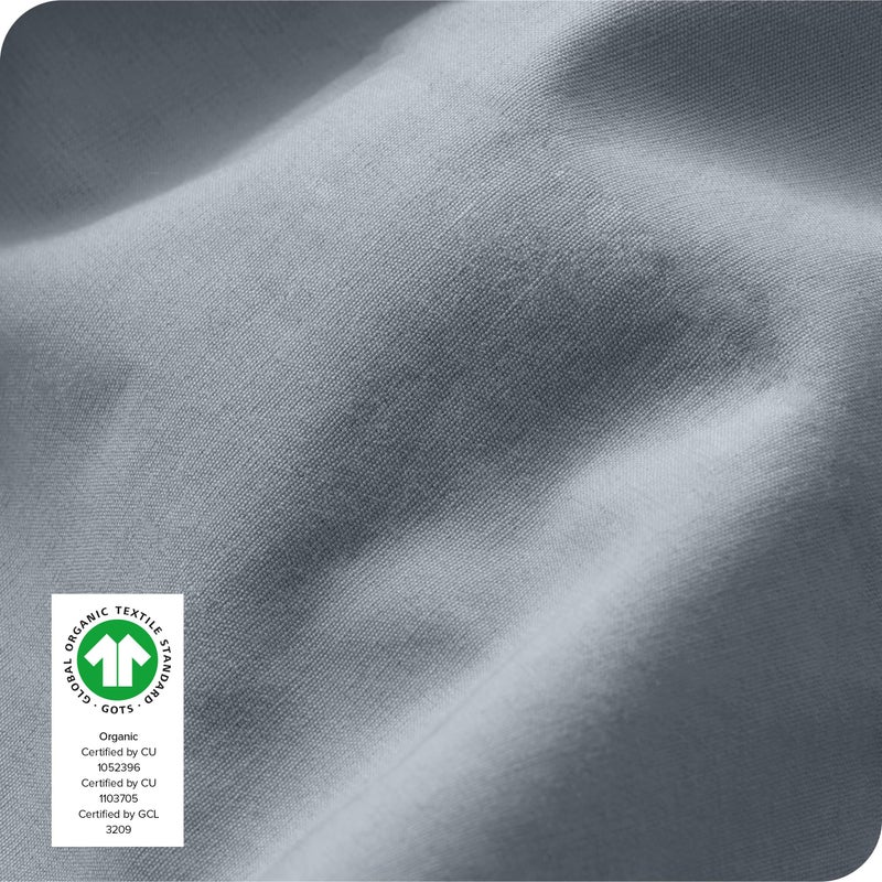 Bare Home Bare Home 100% Organic Cotton Twin Bottom Sheet - Crisp Percale Weave - Lightweight & Breathable - Deep Pocket Fitted Sheet (Twin  Dusty Blue)  - Image 4