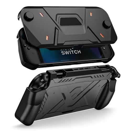 PSS Protective Case Compatible with Nintendo Switch 2 (2025 Model), Hard PC Front Cover + Soft Back Shell 360° Protection with Ergonomic Grip for New 7.9 Inch Switch 2 Front & Back Protective (Black) - Image 1
