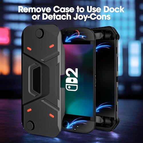 PSS Protective Case Compatible with Nintendo Switch 2 (2025 Model), Hard PC Front Cover + Soft Back Shell 360° Protection with Ergonomic Grip for New 7.9 Inch Switch 2 Front & Back Protective (Black) - Image 5