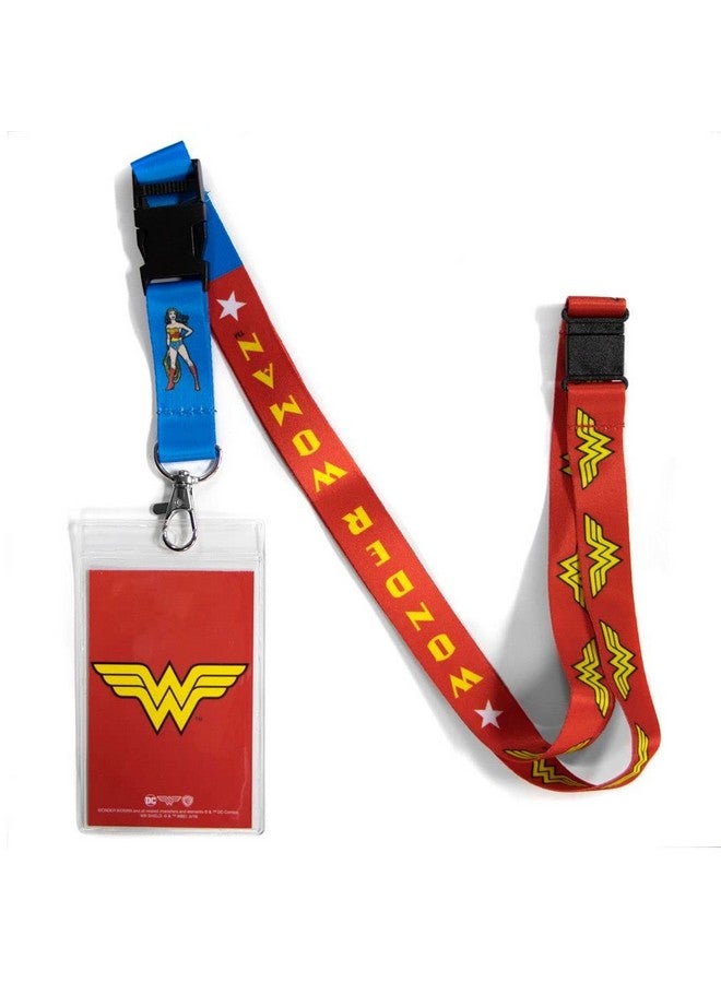 أتا-بوي دي سي كوميكس حبل قصير ذو وجهين ووندر وومان مع مشبك منفصل وحامل لبطاقة الهوية... - Image 1