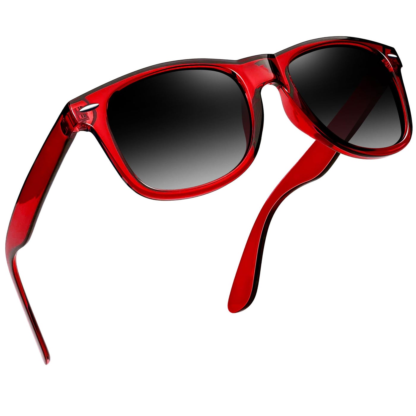 Joopin Oversized Square Sunglasses Polarized UV400 Protection Sun Glasses Trendy Shades for Women Men Beach Sunnies (Transparent Red Black)