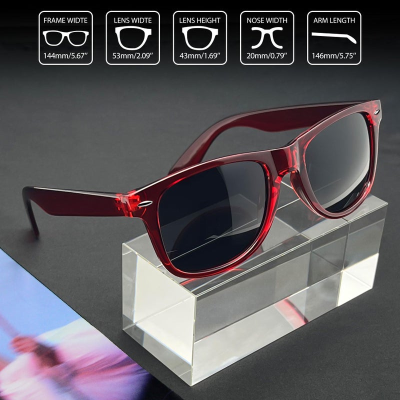 Joopin Oversized Square Sunglasses Polarized UV400 Protection Sun Glasses Trendy Shades for Women Men Beach Sunnies (Transparent Red Black) - Image 4