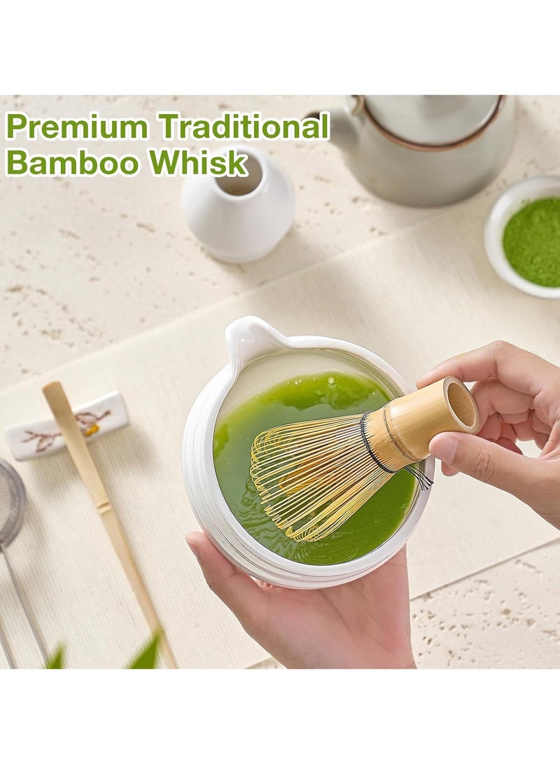 TDAO Matcha Whisk Set, 4 Pieces Matcha Tea Set includes Matcha Bowa with Spout, Bamboo Whisk, Matcha Scoop and Whisk Holder, 4 Packs Pure White Matcha Kit for Matcha Lover - Image 2