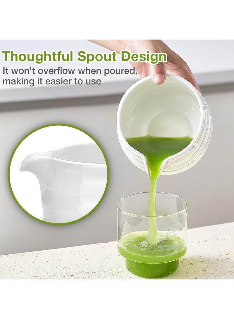 TDAO Matcha Whisk Set, 4 Pieces Matcha Tea Set includes Matcha Bowa with Spout, Bamboo Whisk, Matcha Scoop and Whisk Holder, 4 Packs Pure White Matcha Kit for Matcha Lover - Image 4