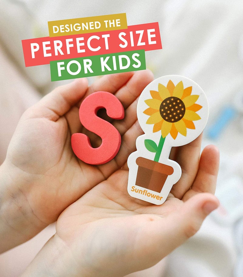 Curious Columbus Magnetic Objects and Letters. Set of 78 Foam Magnets Including 52 Pictures and 26 Uppercase Alphabet Magnets from A-Z. Educational Toy for Preschool Learning - Image 4