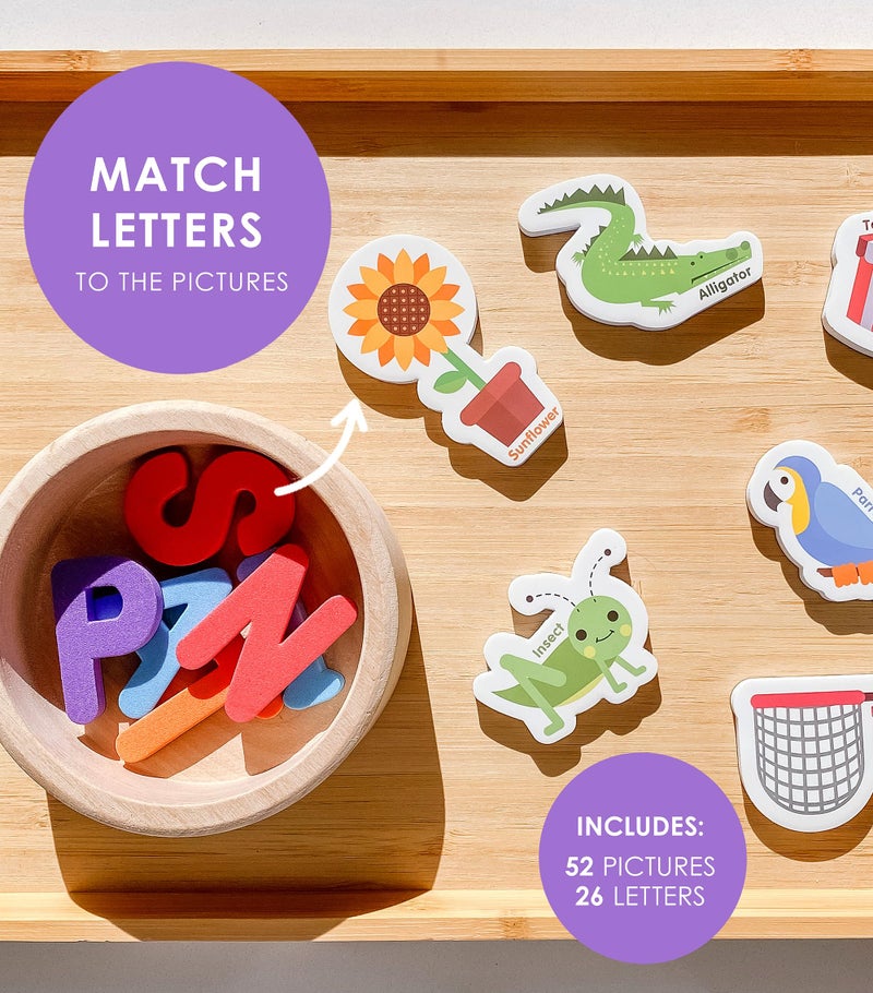 Curious Columbus Magnetic Objects and Letters. Set of 78 Foam Magnets Including 52 Pictures and 26 Uppercase Alphabet Magnets from A-Z. Educational Toy for Preschool Learning - Image 5