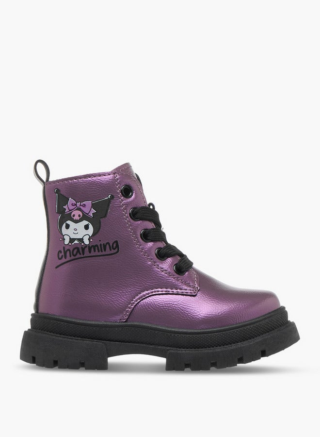 Hello Kitty Kuromi Print Ankle Boots with Lace-Up Closure - Image 3