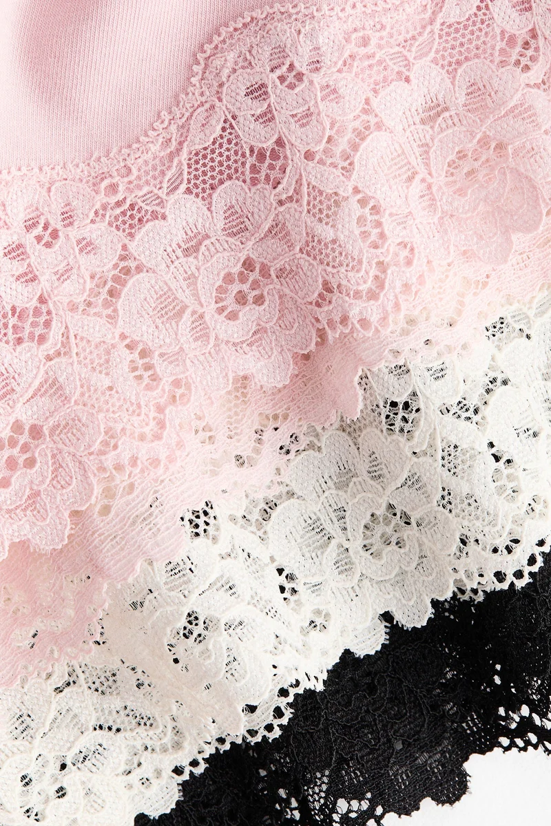 H&M  3-pack cotton and lace hipster briefs for Women | Best Price UAE