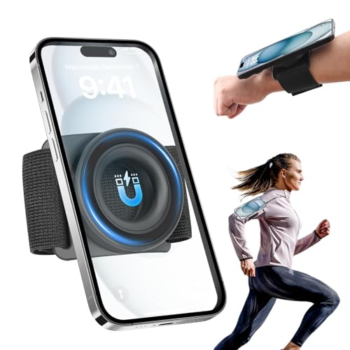 TOPGO Running Phone Holder for iPhone [360° Rotatable & Upgrade Anti-Drop] Magnetic Wrist Phone Holder, Magsafe Armband Compatible with iPhone 17 Pro and Android - Black - Image 1