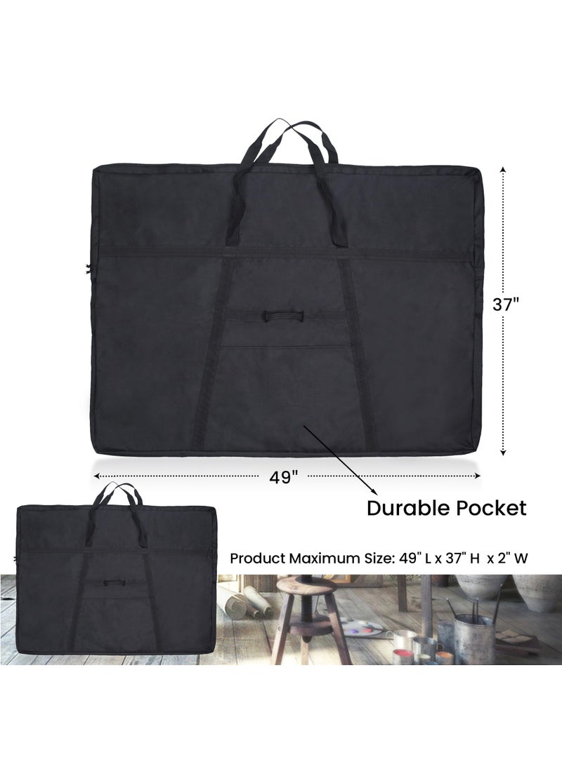 JJRING JJRING Extra Large Dacron Waterproof Light Weight Art Portfolio Tote Bag, 37'' x 49'' for 36'' x 48'' Black Carrying Storage Case For Poster, Sketching, and Drawing  - Image 2