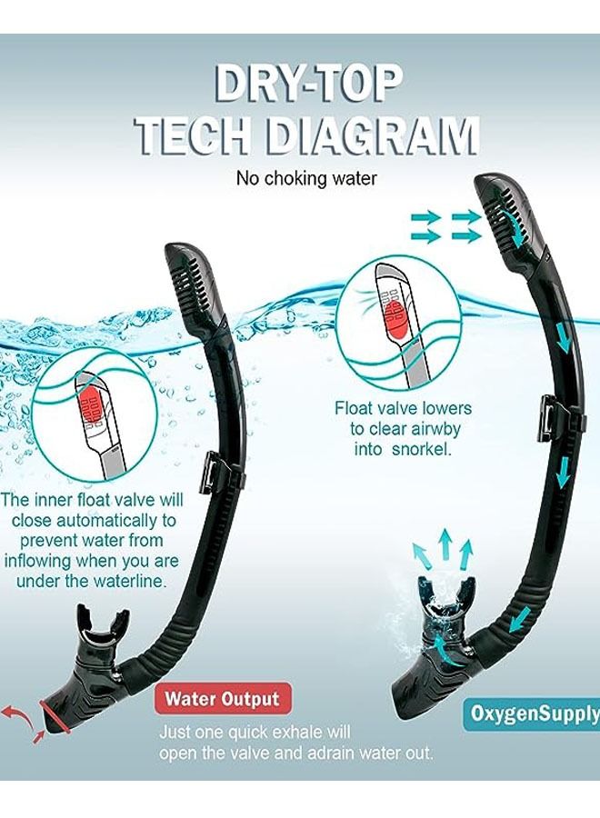 ZCM-HAPPY Anti-Fog Tempered Glass Adults Snorkel Mask for Snorkeling, Swimming and Scuba Diving, Anti Leak Dry Top Snorkel Gear Panoramic Silicone Goggle - Image 3