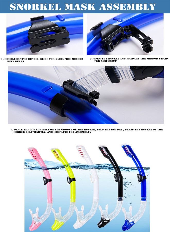 ZCM-HAPPY Anti-Fog Tempered Glass Adults Snorkel Mask for Snorkeling, Swimming and Scuba Diving, Anti Leak Dry Top Snorkel Gear Panoramic Silicone Goggle - Image 4