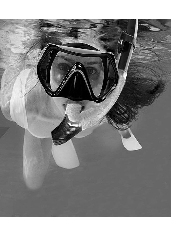 ZCM-HAPPY Anti-Fog Tempered Glass Adults Snorkel Mask for Snorkeling, Swimming and Scuba Diving, Anti Leak Dry Top Snorkel Gear Panoramic Silicone Goggle - Image 2
