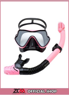 ZCM-HAPPY Anti-Fog Tempered Glass Adults Snorkel Mask for Snorkeling, Swimming and Scuba Diving, Anti Leak Dry Top Snorkel Gear Panoramic Silicone Goggle  - Image 1