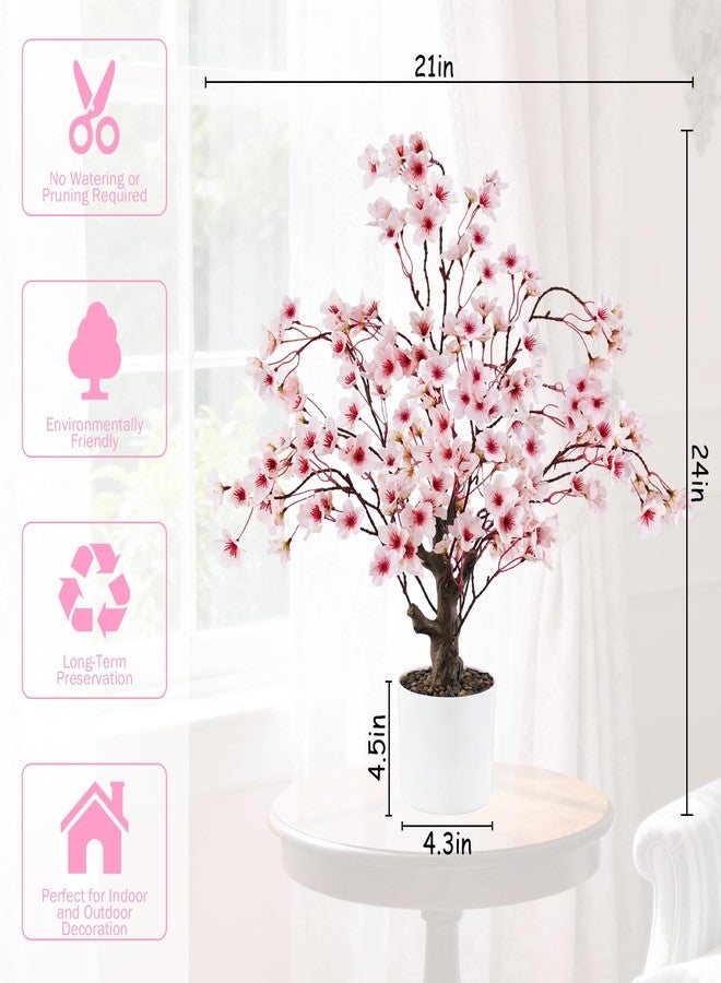 Caxchiling Cherry Bloosom Tree 2FT, Small Tabletop Tree with Vase Pot, Artificial Pink Flower Blossom Plants for Centerpiece, Home Office Desk Decor for Spring, Living Room Bedroom Wedding Party Decor - Image 4