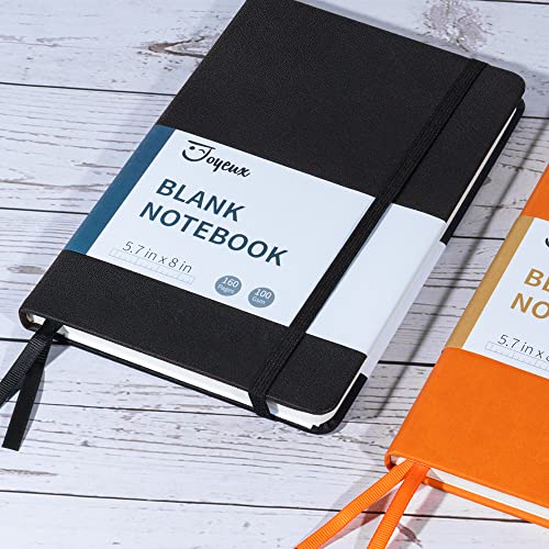 JOYEUX Blank Journal Notebook, A5, 160 Pages 100 Gsm Thick Sketch Books Hardcover Journal for Writing, 5.7 inches x 8 inches Notebooks for Work (Black) - Image 4
