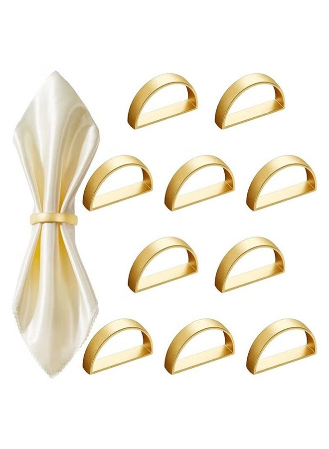 Napkin Rings, 10Pcs Gold Stainless Steel Napkin Ring Holders, Modern Design Ring Holder Metal Semicircle Serviette Buckles Metallic Adornment, for Table Settings Kitchen Dinner Party Wedding  - Image 1