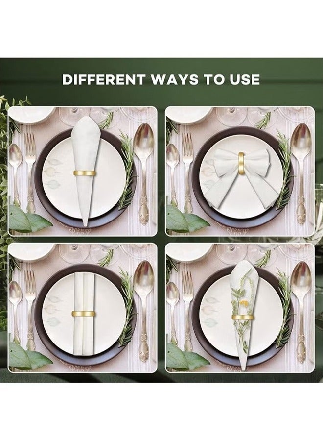 Napkin Rings, 10Pcs Gold Stainless Steel Napkin Ring Holders, Modern Design Ring Holder Metal Semicircle Serviette Buckles Metallic Adornment, for Table Settings Kitchen Dinner Party Wedding  - Image 2