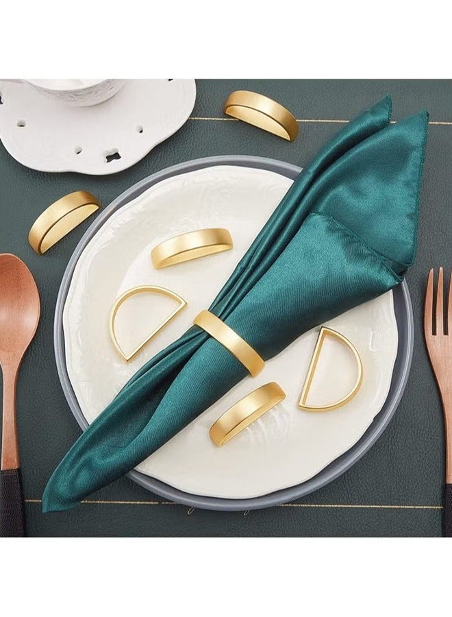 Napkin Rings, 10Pcs Gold Stainless Steel Napkin Ring Holders, Modern Design Ring Holder Metal Semicircle Serviette Buckles Metallic Adornment, for Table Settings Kitchen Dinner Party Wedding  - Image 5