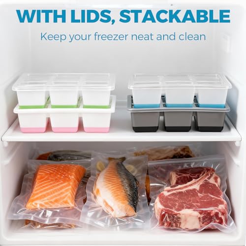 JRISBO Large Ice Cube Trays 2 Pack, Easy Release 2.4" Big Ice Cubes, Stackable Ice Trays for Freezer, Silicone Cocktail, Whiskey Ice Cubes Mold with Lid, Dishwasher Safe - BPA Free - Image 5