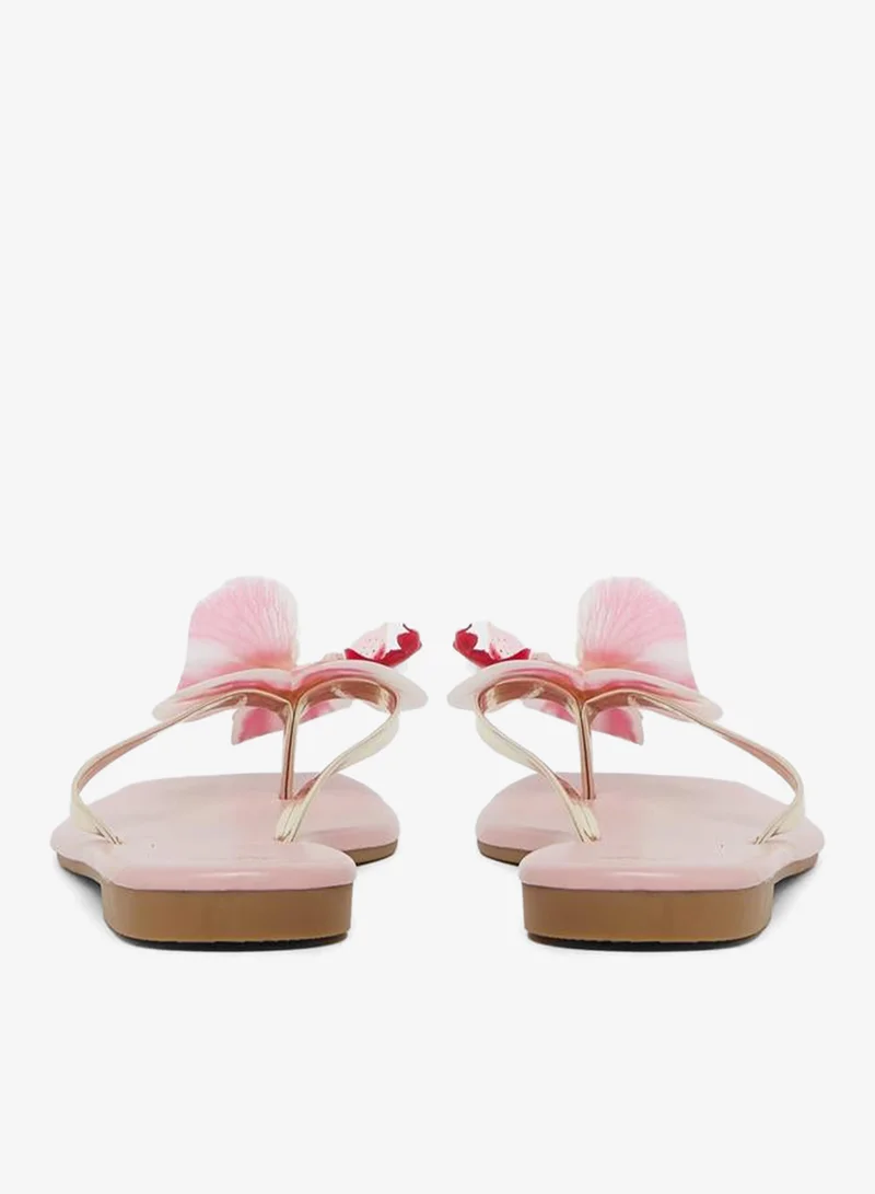 Styli  Women Pink Floral Flat Sandals for Women | Best Price UAE