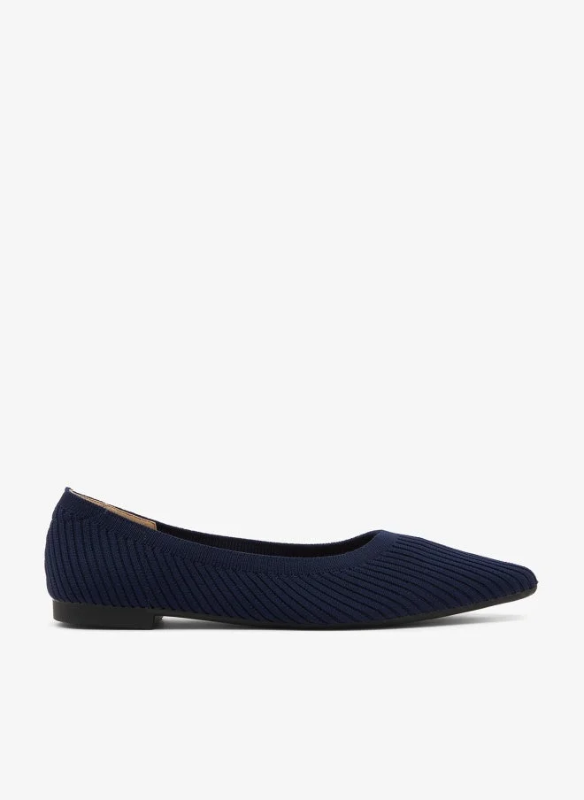 Ella Navy Blue Knitted Pointed Toe Ballet Flats for Women | Best Price UAE