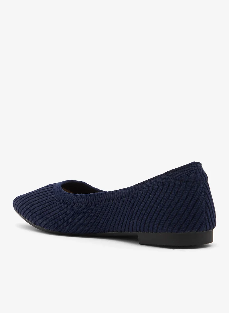Ella Navy Blue Knitted Pointed Toe Ballet Flats for Women | Best Price UAE