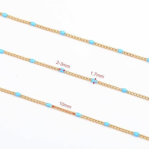 YOUBEIYEE 5 Meters Blue Bead Jewelry Making Chains Bulk Gold Plated Stainless Steel Twist Thin Chain Roll - Image 3