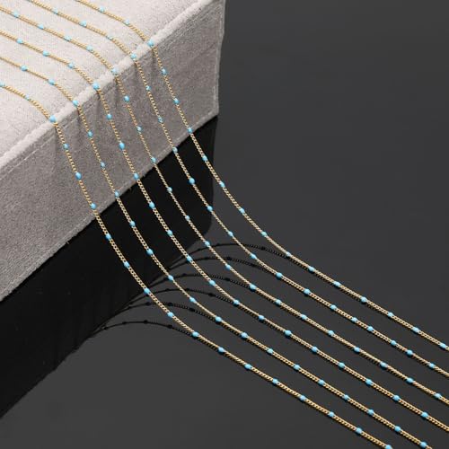 YOUBEIYEE 5 Meters Blue Bead Jewelry Making Chains Bulk Gold Plated Stainless Steel Twist Thin Chain Roll - Image 4
