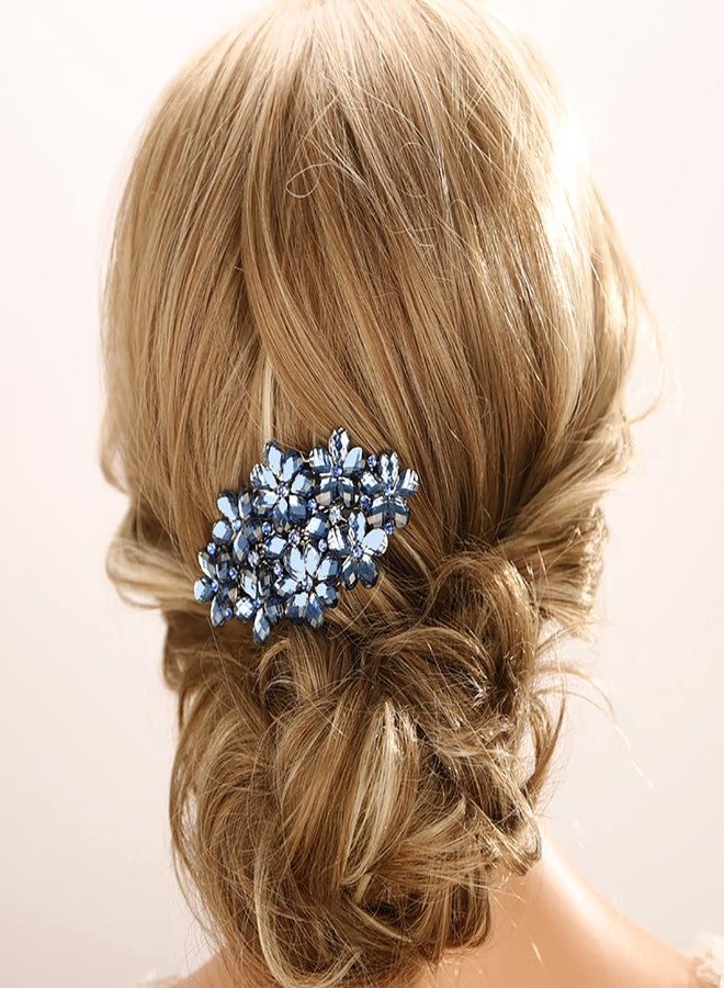 Aimimier Flower Crystal Hair Barrettes Fashion Rhinestone Alligator Snap Clips Hair Pins Luxury Wedding Hair Accessories for Women (Purple) - Image 1