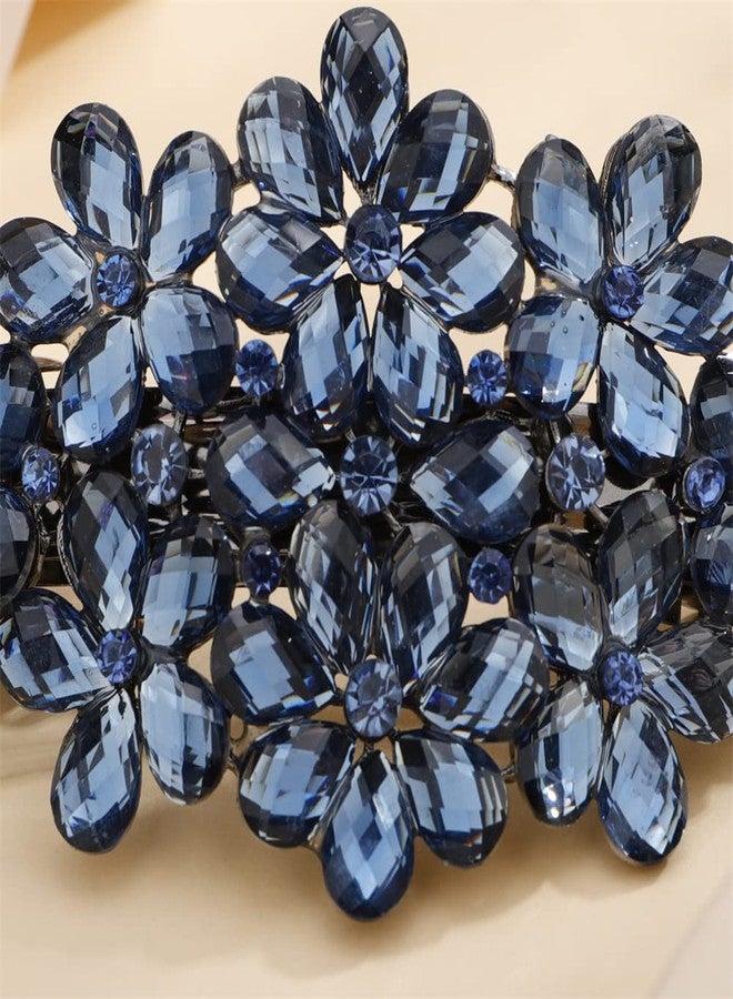 Aimimier Flower Crystal Hair Barrettes Fashion Rhinestone Alligator Snap Clips Hair Pins Luxury Wedding Hair Accessories for Women (Purple) - Image 5