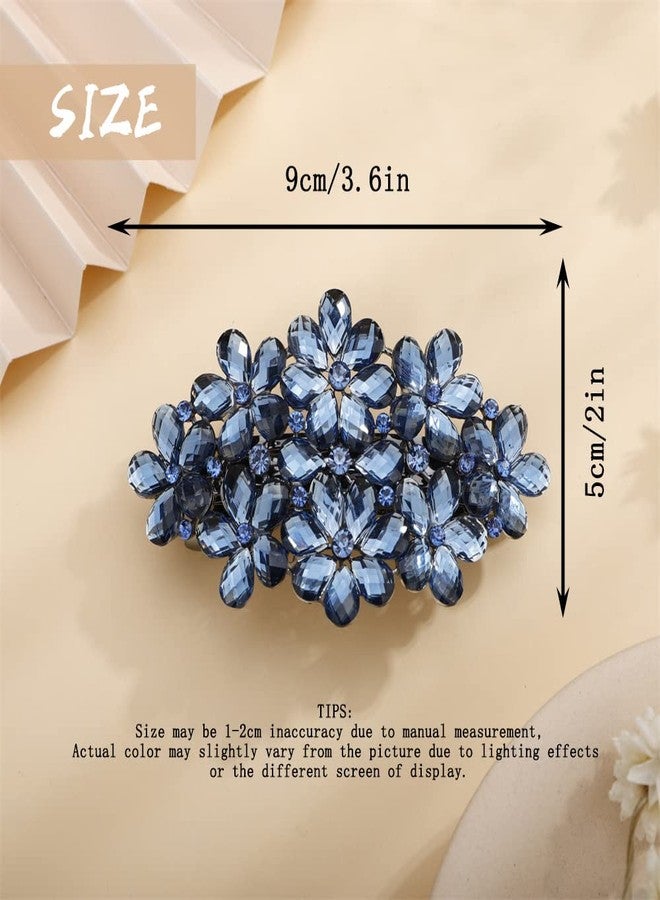 Aimimier Flower Crystal Hair Barrettes Fashion Rhinestone Alligator Snap Clips Hair Pins Luxury Wedding Hair Accessories for Women (Purple) - Image 2
