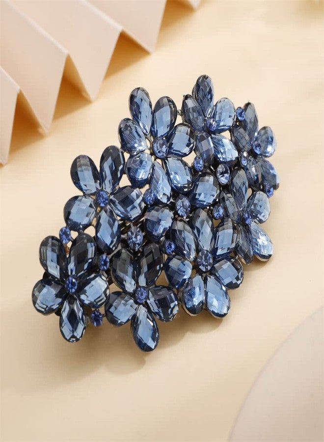 Aimimier Flower Crystal Hair Barrettes Fashion Rhinestone Alligator Snap Clips Hair Pins Luxury Wedding Hair Accessories for Women (Purple) - Image 4
