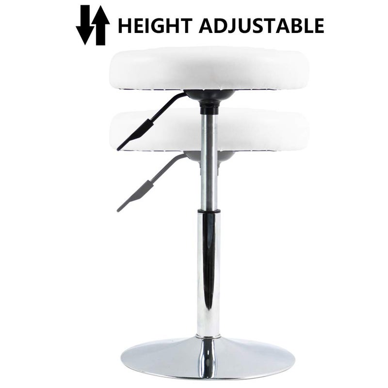 FURWOO Short Round PU Leather Shop Stool Chair Height Adjustable Step Stool Office Chair Vanity Stool Small White - Image 5