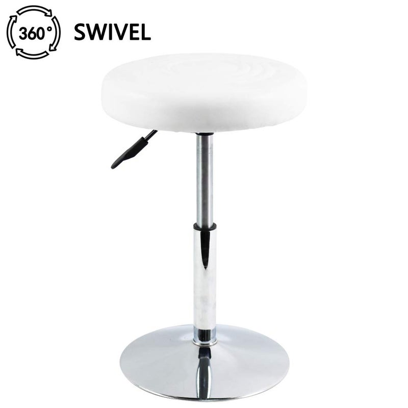 FURWOO Short Round PU Leather Shop Stool Chair Height Adjustable Step Stool Office Chair Vanity Stool Small White - Image 4