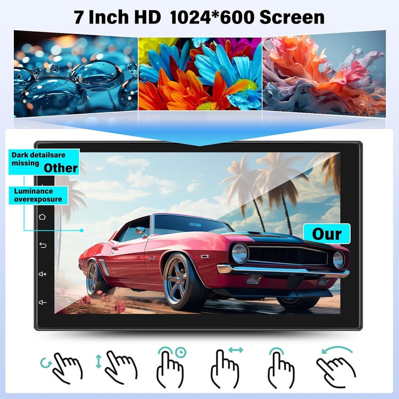 UNITOPSCI Double Din CarPlay Android Auto Car Stereo with Bluetooth 7 Inch Touch Screen FM Radio - Image 3