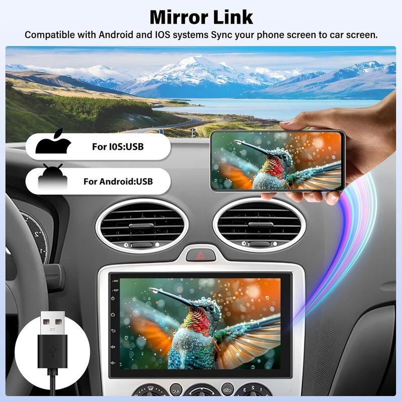 UNITOPSCI Double Din CarPlay Android Auto Car Stereo with Bluetooth 7 Inch Touch Screen FM Radio - Image 4