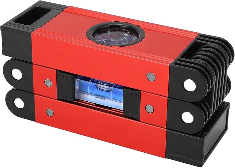 Red Aluminum Alloy Folding Level 3 Section Adjustable Angle Measuring Tool 17 Inch - Image 1