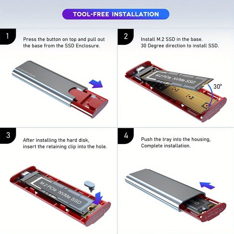 محطة توصيل قرص صلب مزدوج البروتوكول باللون الأسود، غلاف NVMe SATA SSD، نقل عالي السرعة 10 جيجابت في الثانية - Image 1