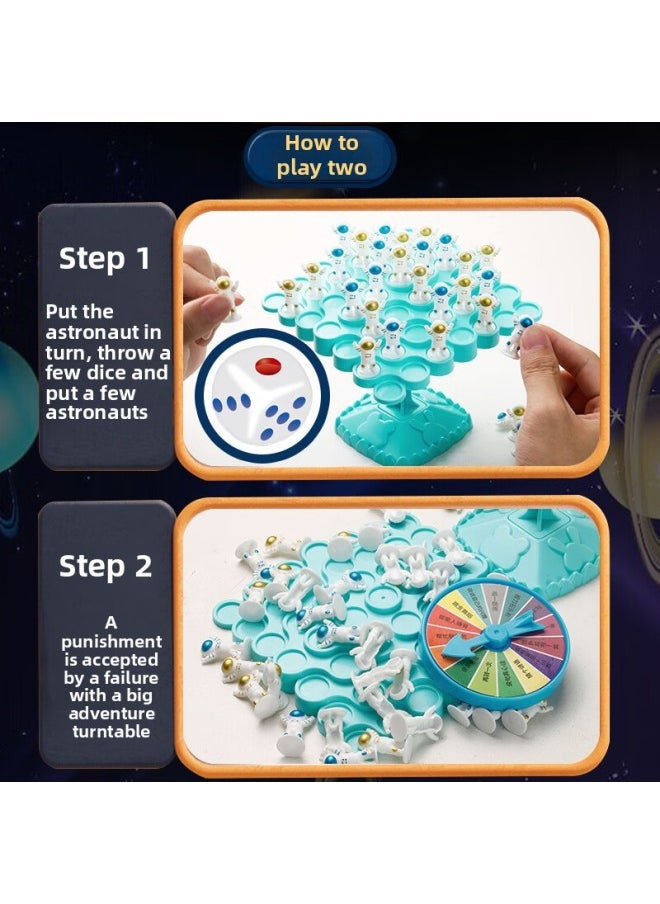Generic - Astronaut Balance Tree Children's Desktop Games Thinking Toys Stacking Music Mindset Training Parent-Child Interaction-Color:Blue ~ Astronaut Balance Tree [50 Astronauts + Punishment Plate + Storage Bag] - Image 1