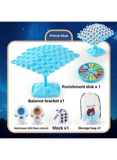 Astronaut Balance Tree Children's Desktop Games Thinking Toys Stacking Music Mindset Training Parent-Child Interaction-Color:Blue ~ Astronaut Balance Tree [50 Astronauts + Punishment Plate + Storage Bag]