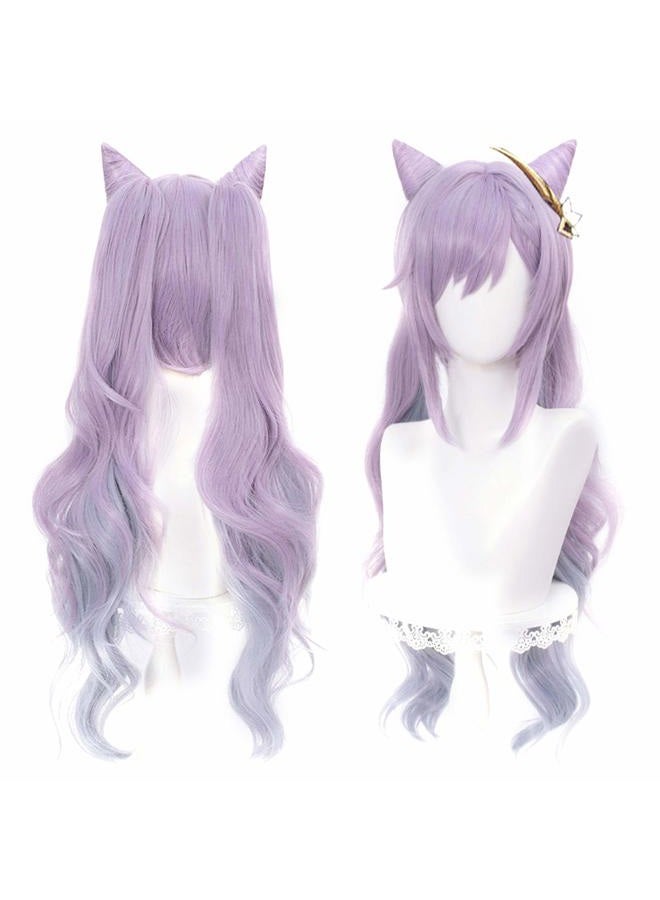 Amback Purple Gradient Cosplay Wig for Game Genshin Impact Keqing Lolita Gradient Party Harajuku Hair (A-Keqing Purple) - Image 1