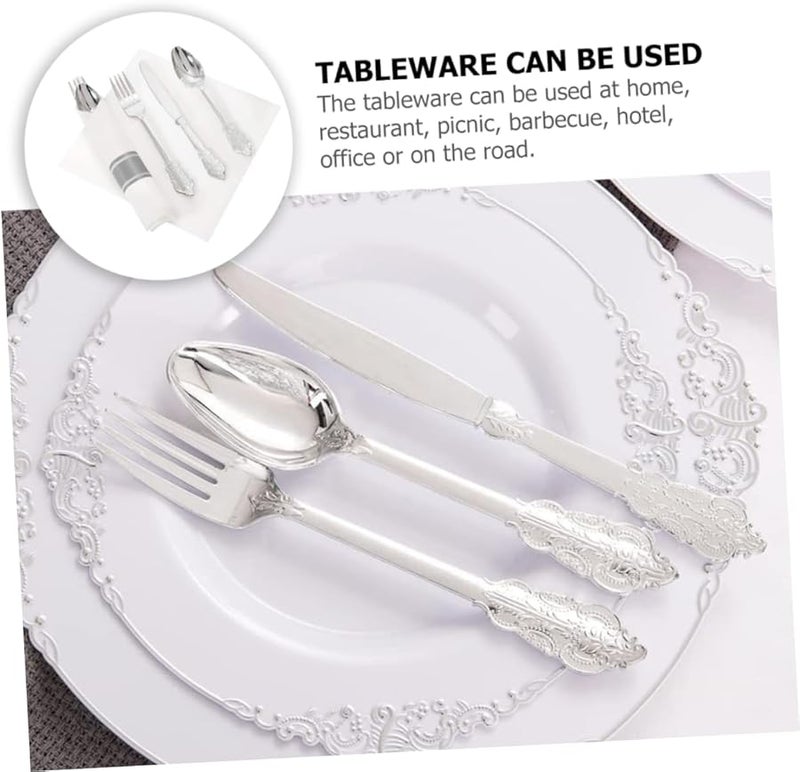 Disposable Party Cutlery Set 2 Sets Plated Forks Spoons Napkins Elegant Dining Housewarming Picnics Events - Image 5
