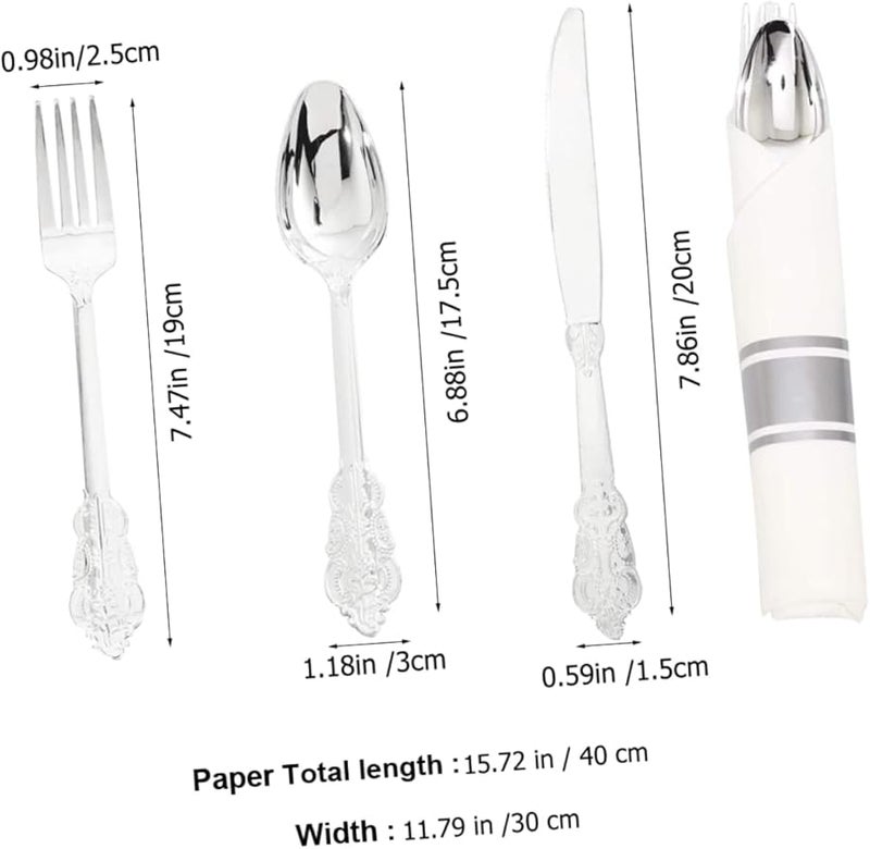 Disposable Party Cutlery Set 2 Sets Plated Forks Spoons Napkins Elegant Dining Housewarming Picnics Events - Image 3