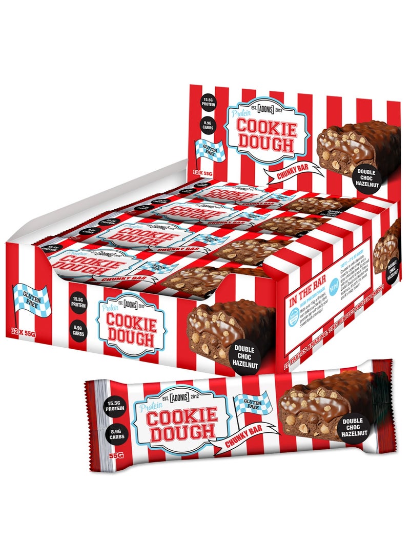 آدونیس Adonis Cookie Dough Protein Bar Double Chocolate 55g per Piece (12 Pieces Per box 660g)